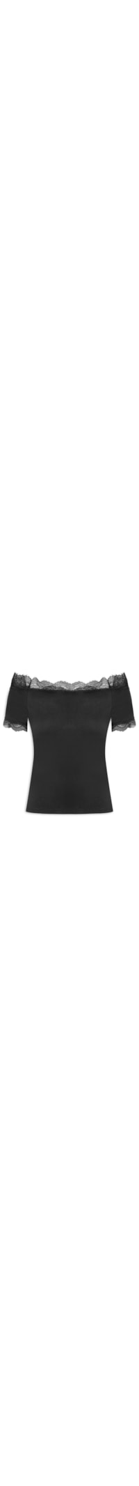 Blusa Feminina Ombro A Ombro Com Renda - Preto