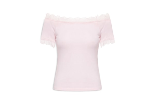 Blusa Feminina Ombro A Ombro Com Renda - Rosa