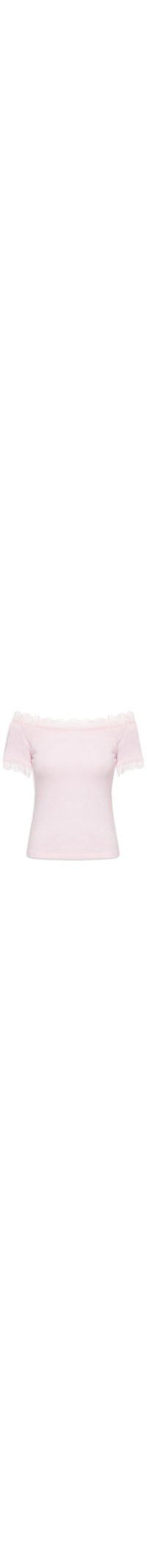 Blusa Feminina Ombro A Ombro Com Renda - Rosa