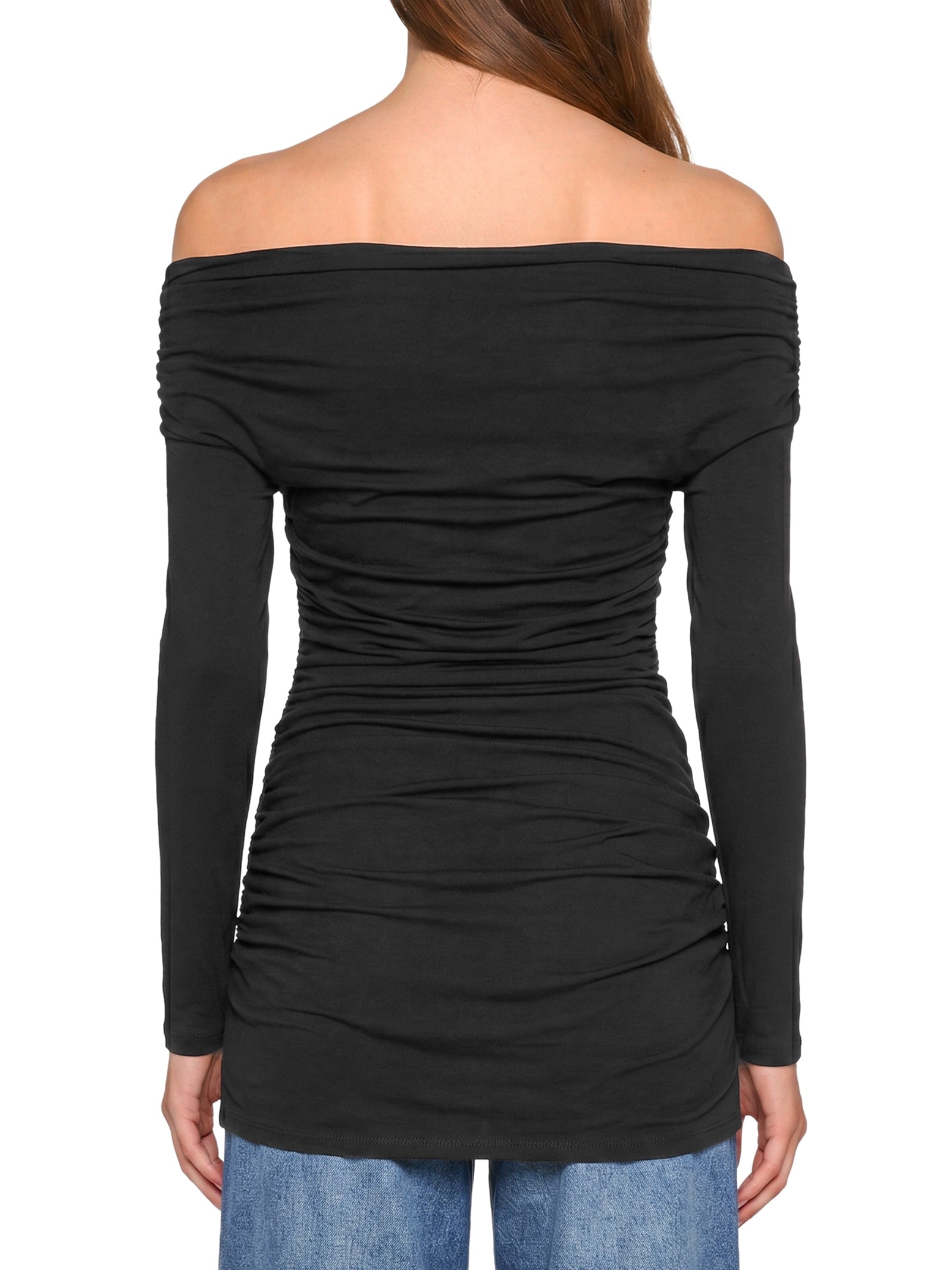 Blusa Feminina Ombro À Ombro De Manga Longa Preto Lança Perfume
