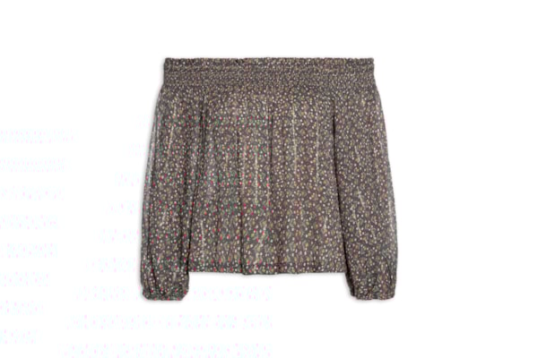 Blusa Feminina Ombro A Ombro Estampa Serena - Preto