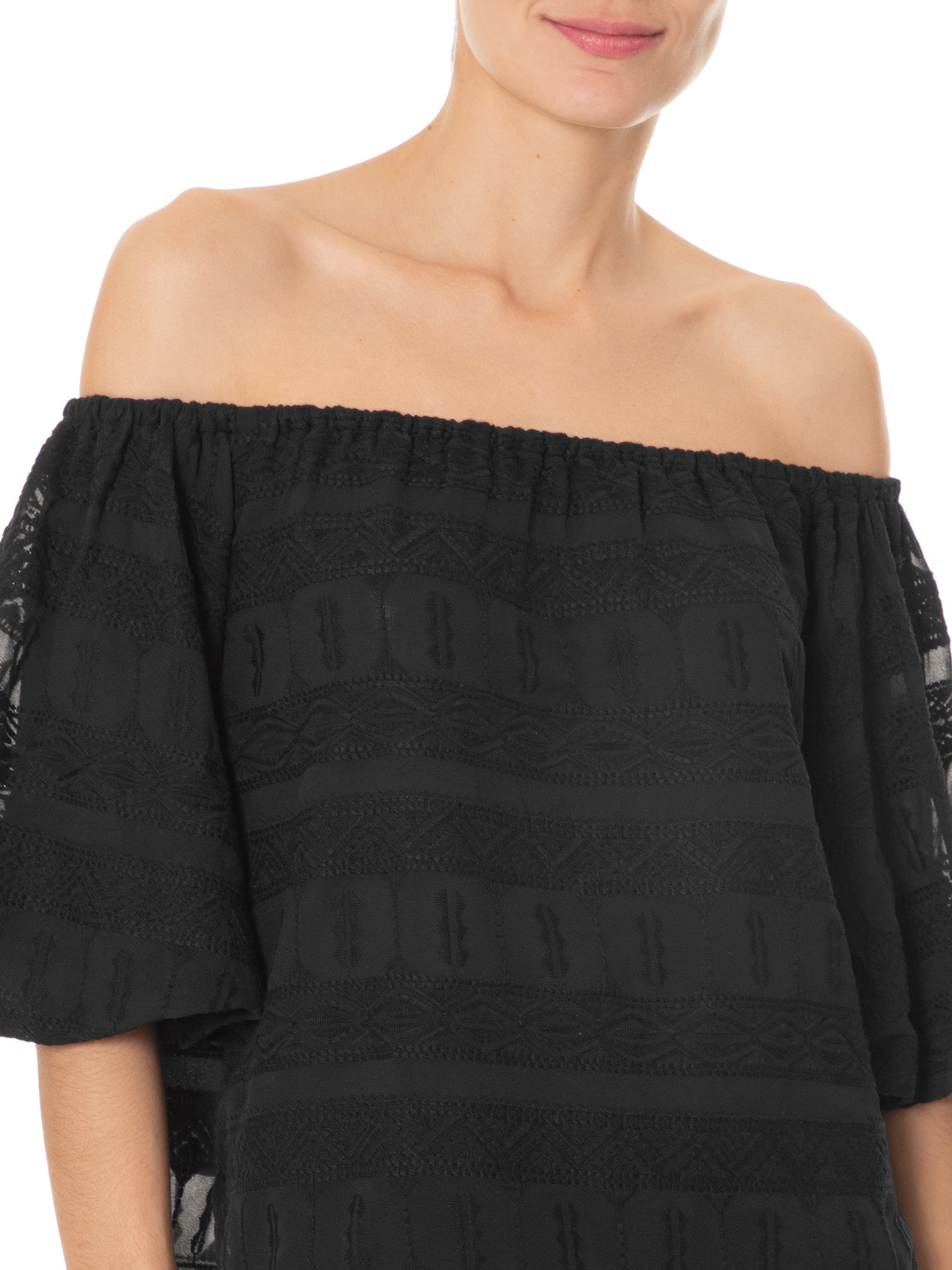 Blusa Feminina Ombro a Ombro Eve Preto  Maria Filó