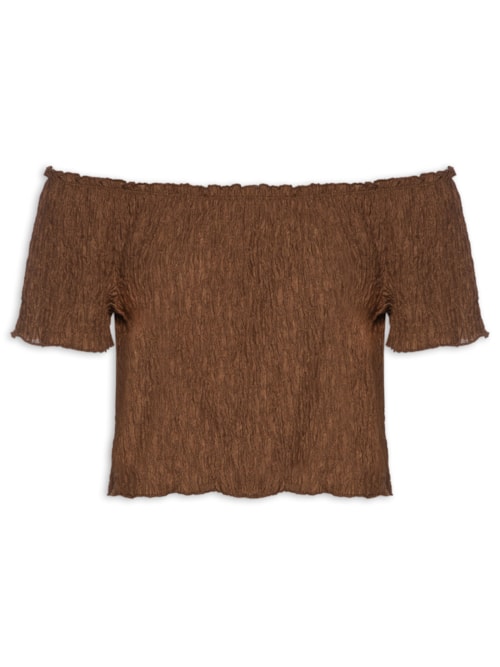Blusa Feminina Ombro A Ombro Feminina Texturizada – Marrom