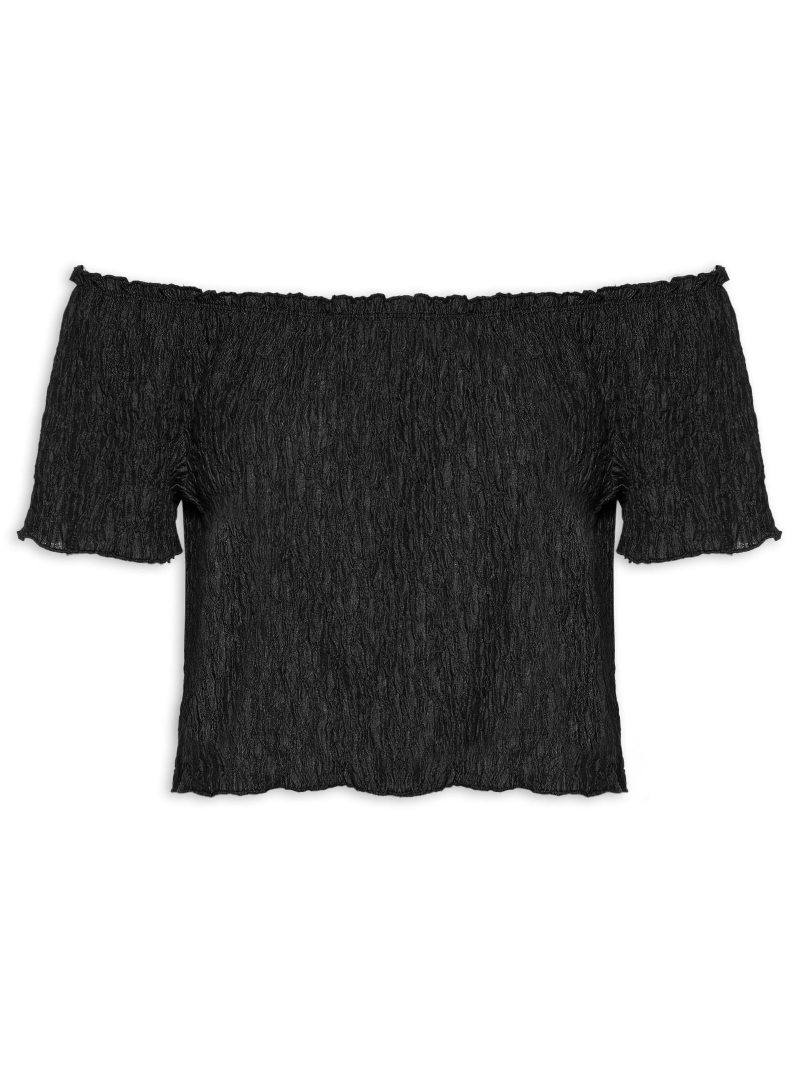 Blusa Feminina Ombro A Ombro Feminina Texturizada Preto Market 33