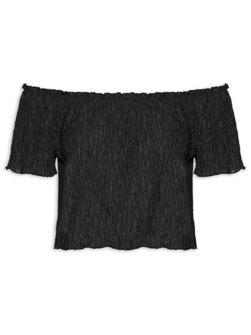 Blusa Feminina Ombro A Ombro Feminina Texturizada – Preto