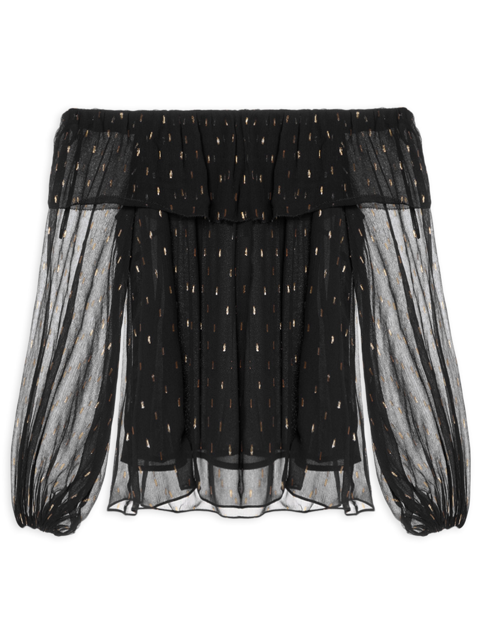 Blusa Feminina Ombro A Ombro GGT Lurex Preto Maria Filó