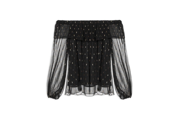 Blusa Feminina Ombro A Ombro GGT Lurex - Preto