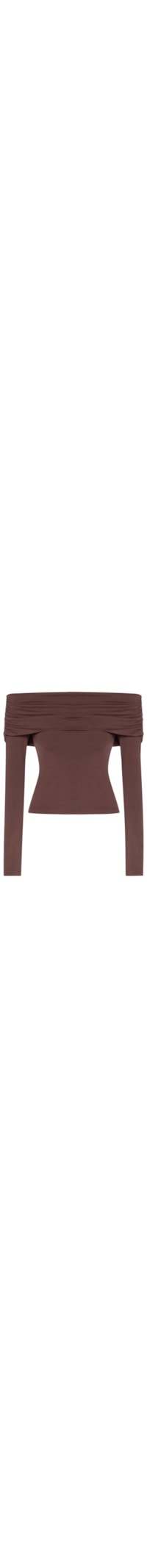 Blusa Feminina Ombro À Ombro Manga Longa Ribana - Marrom