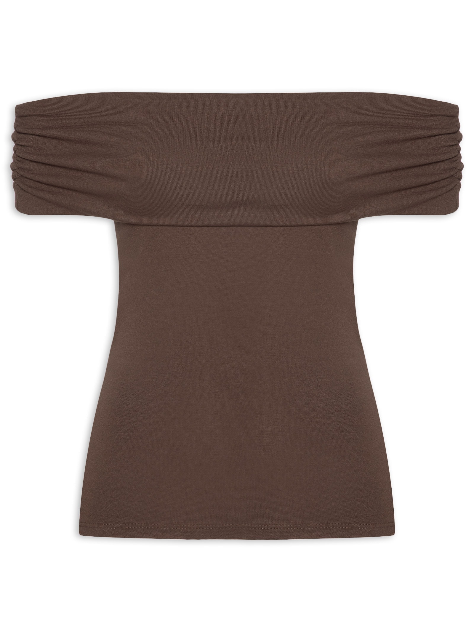 Blusa Feminina Ombro A Ombro Marrom Basiq