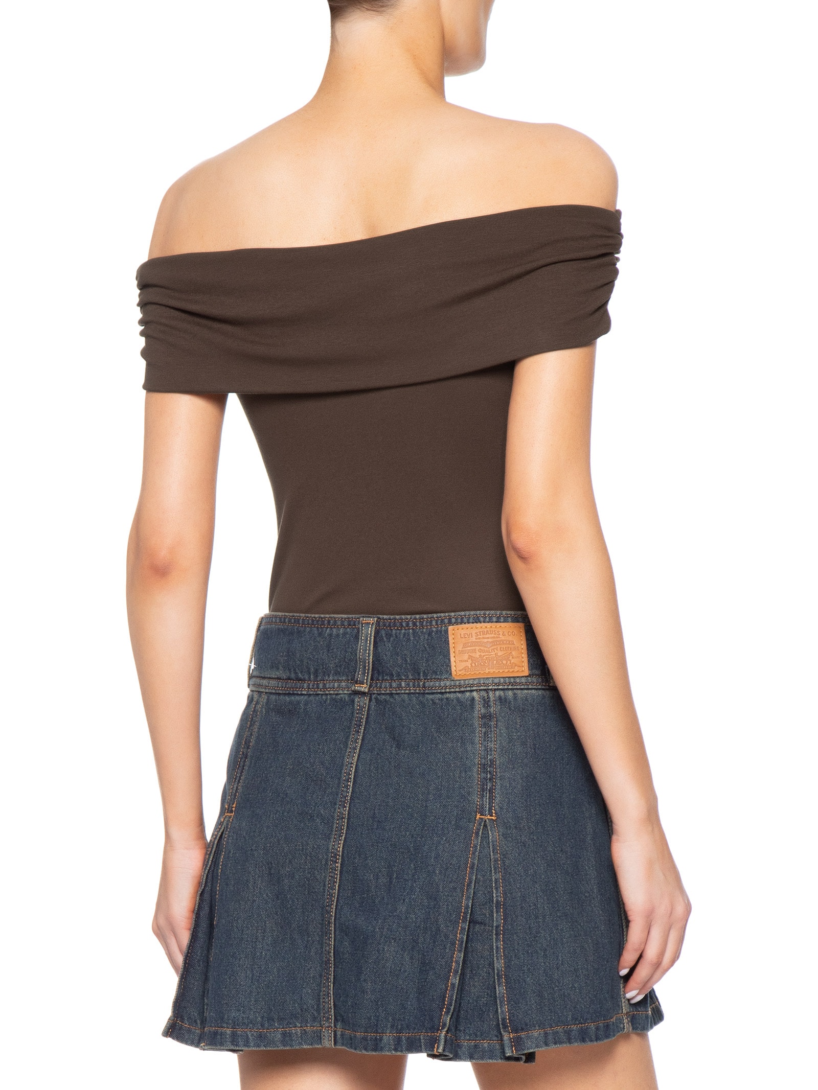 Blusa Feminina Ombro A Ombro Marrom Basiq
