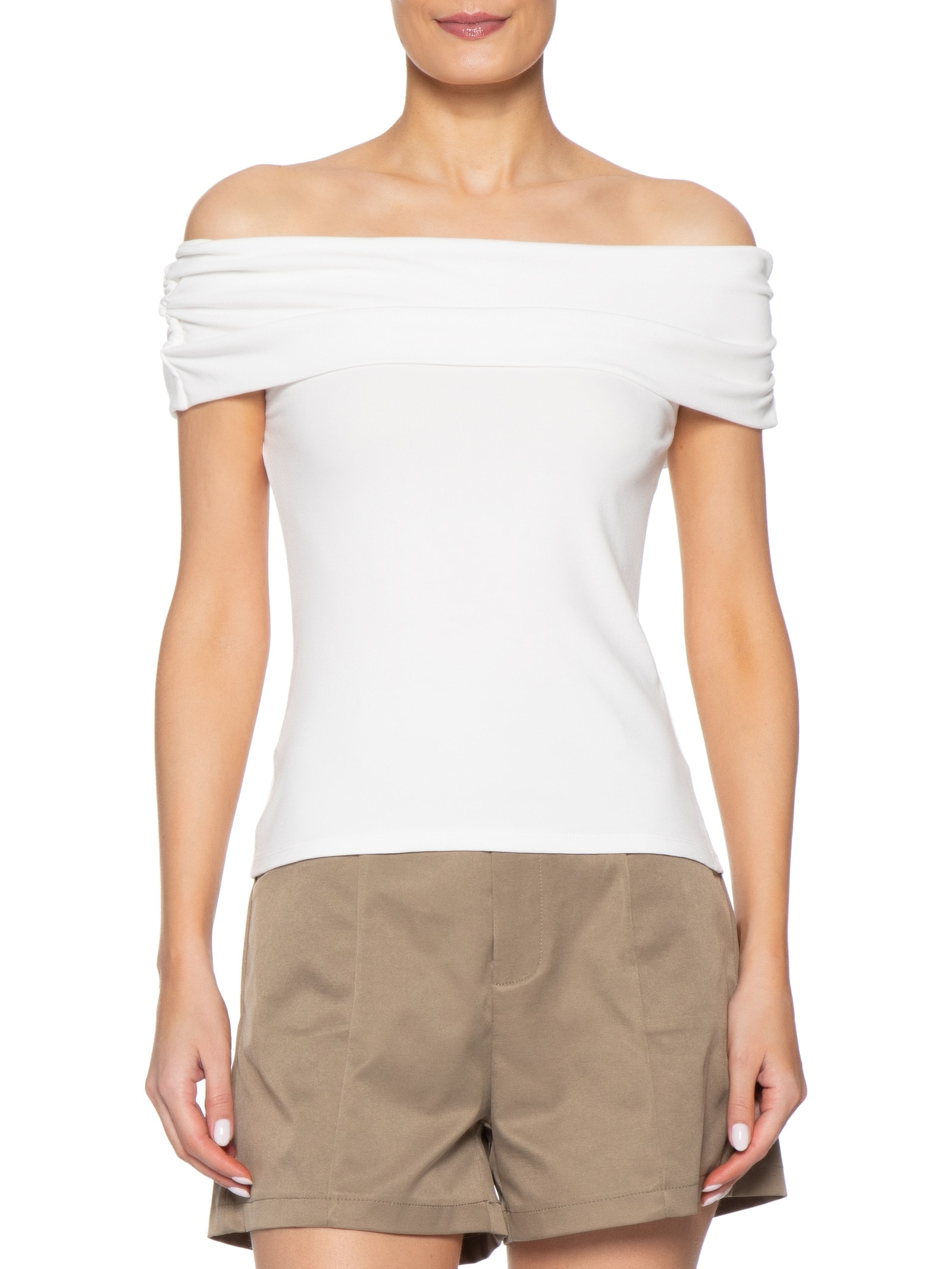 Blusa Feminina Ombro A Ombro Off White Basiq
