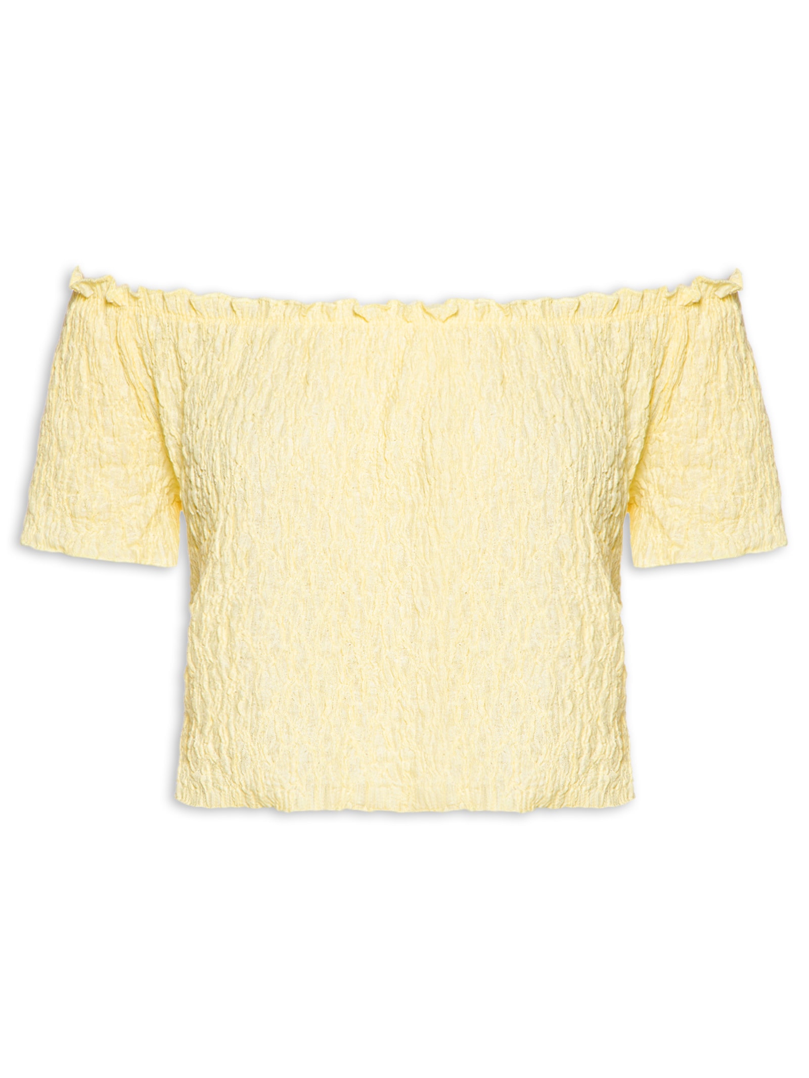 Blusa Feminina Ombro A Ombro Texturizada Amarelo Market 33