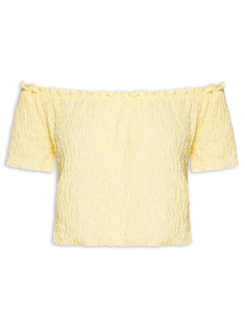 Blusa Feminina Ombro A Ombro Texturizada – Amarelo