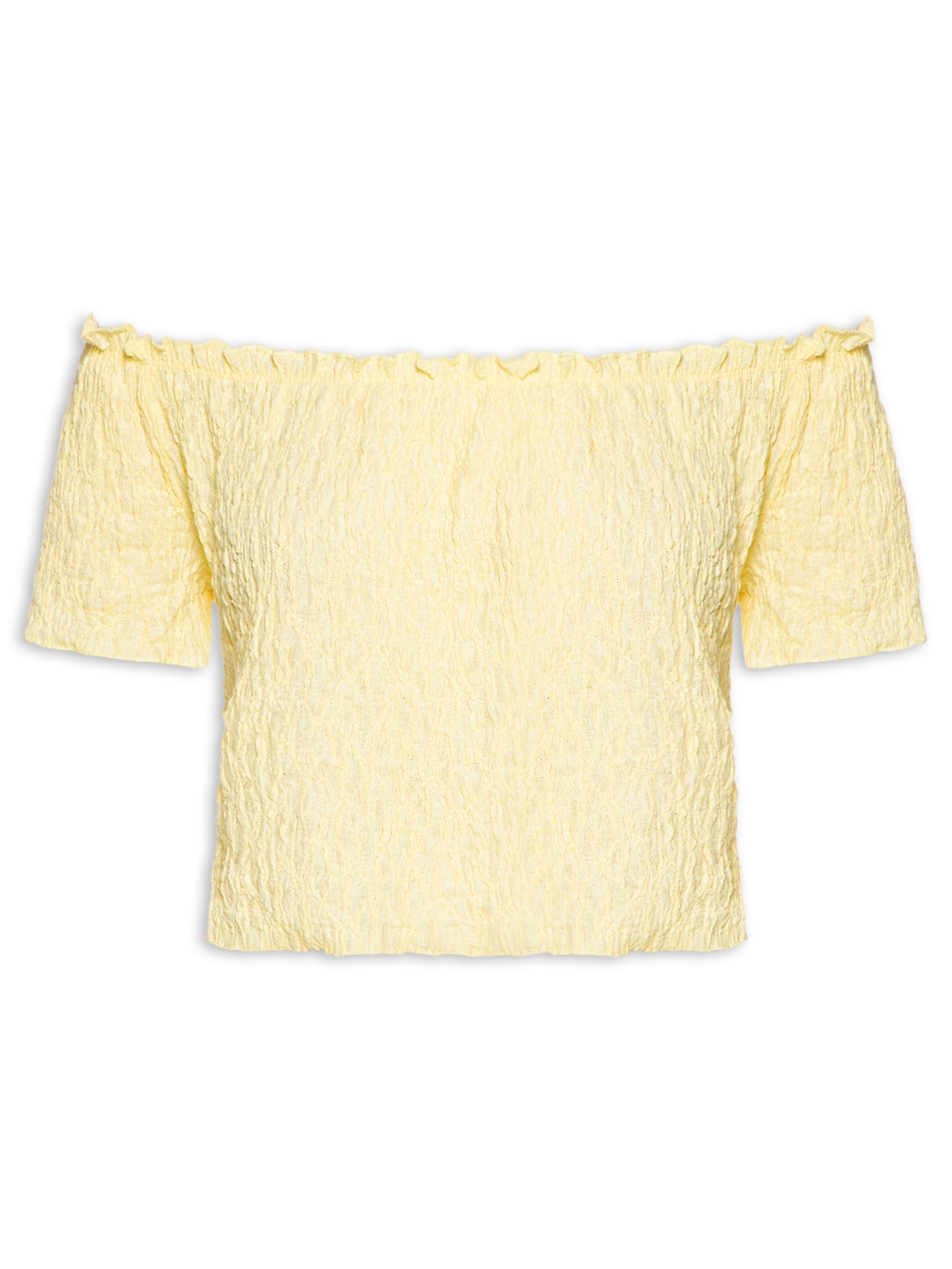 Blusa Feminina Ombro A Ombro Texturizada Amarelo Market 33