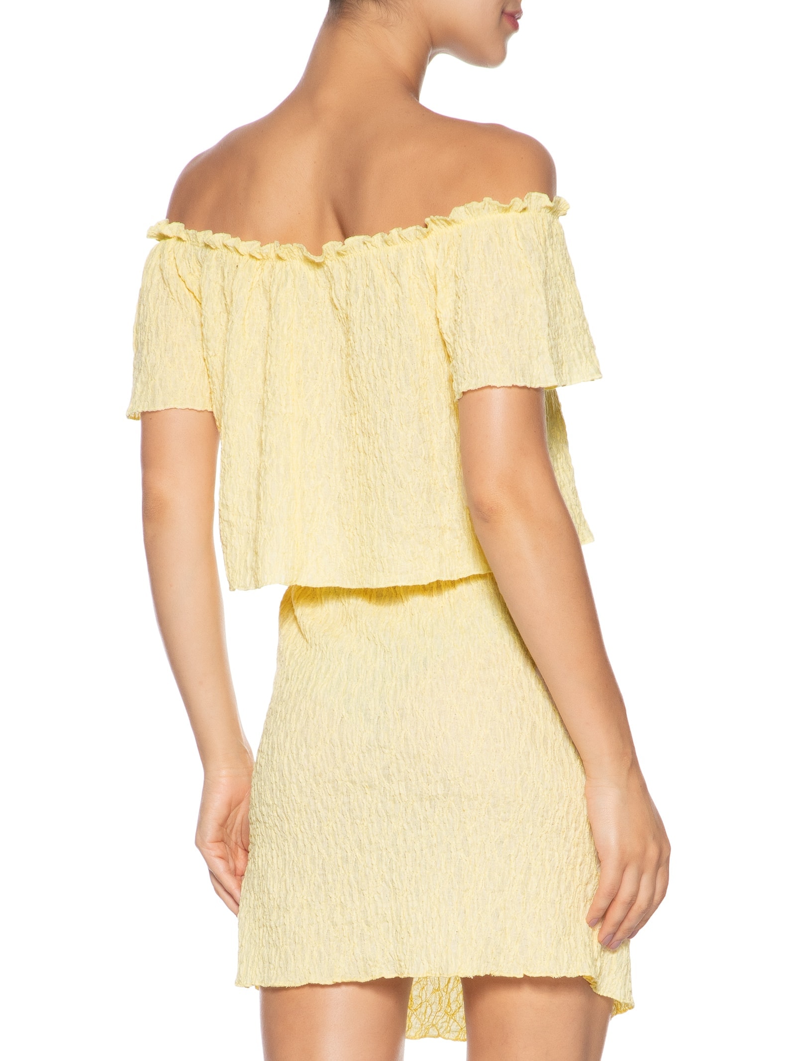 Blusa Feminina Ombro A Ombro Texturizada Amarelo Market 33