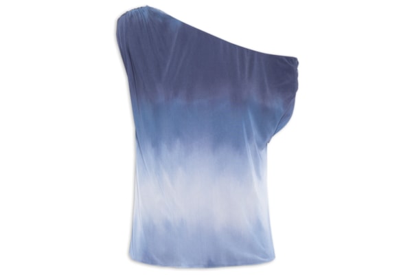 Blusa Feminina Ombro Caído Tule Estampado - Azul
