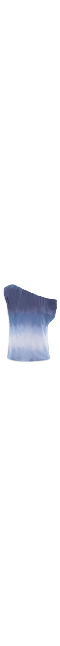 Blusa Feminina Ombro Caído Tule Estampado - Azul