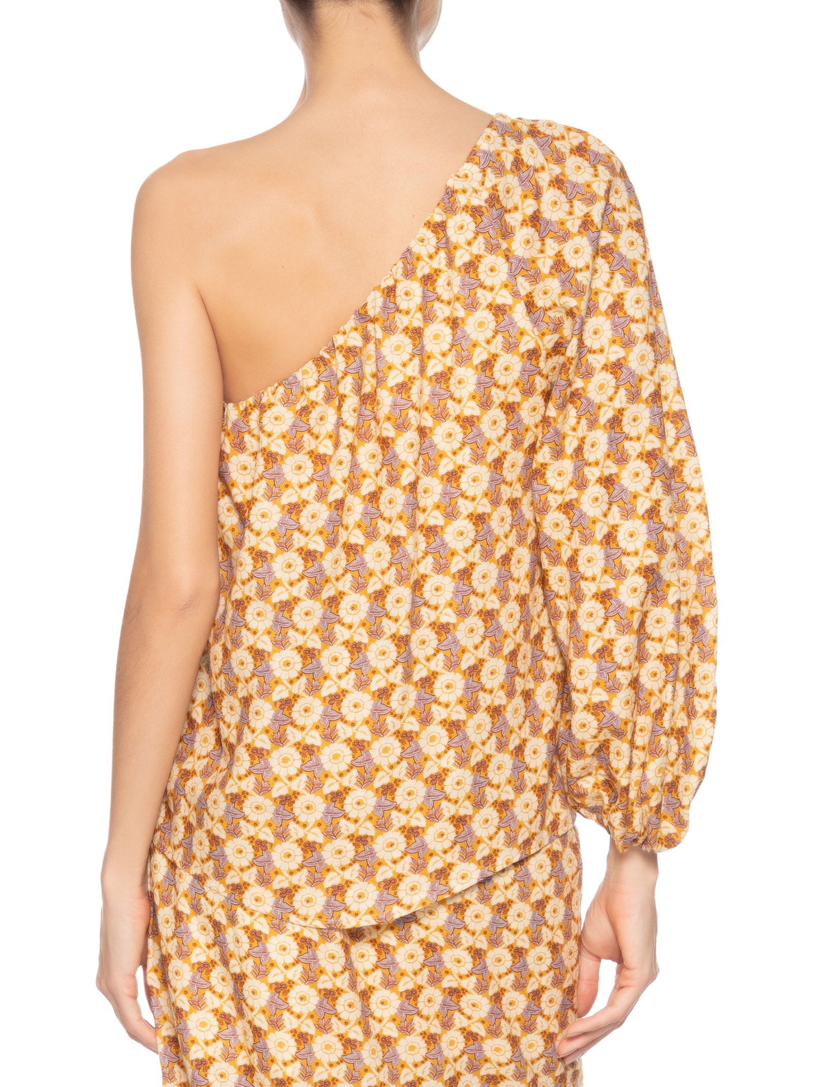 Blusa Feminina Ombro Só Estampa Cali Bege Maria Filó