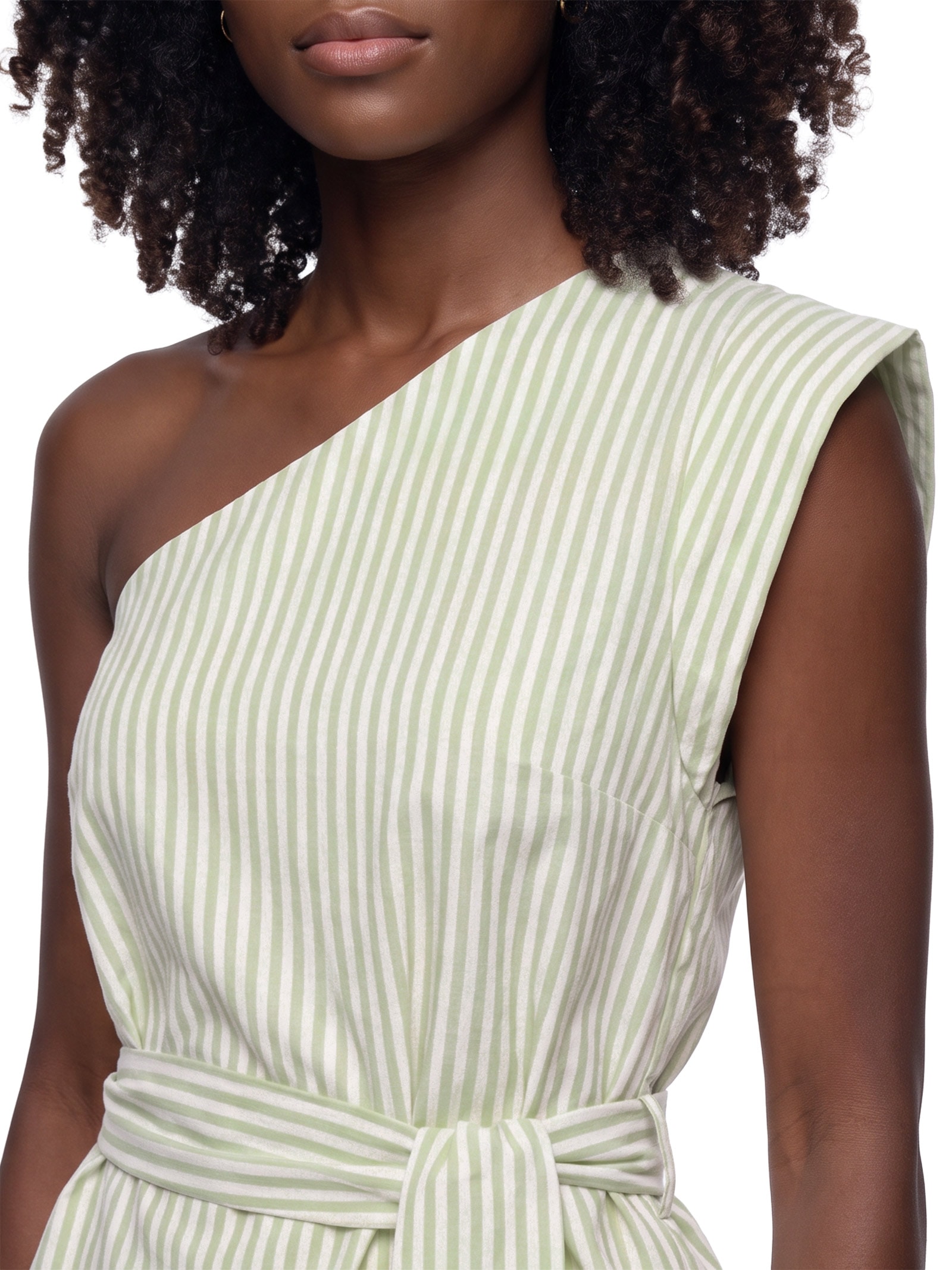 Blusa Feminina Ombro Só Faixa Cintura Estampada Verde Cacay