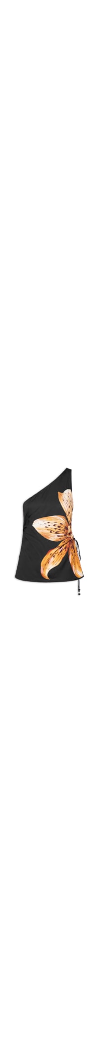 Blusa Feminina Ombro Só Orquídea Onça - Preto
