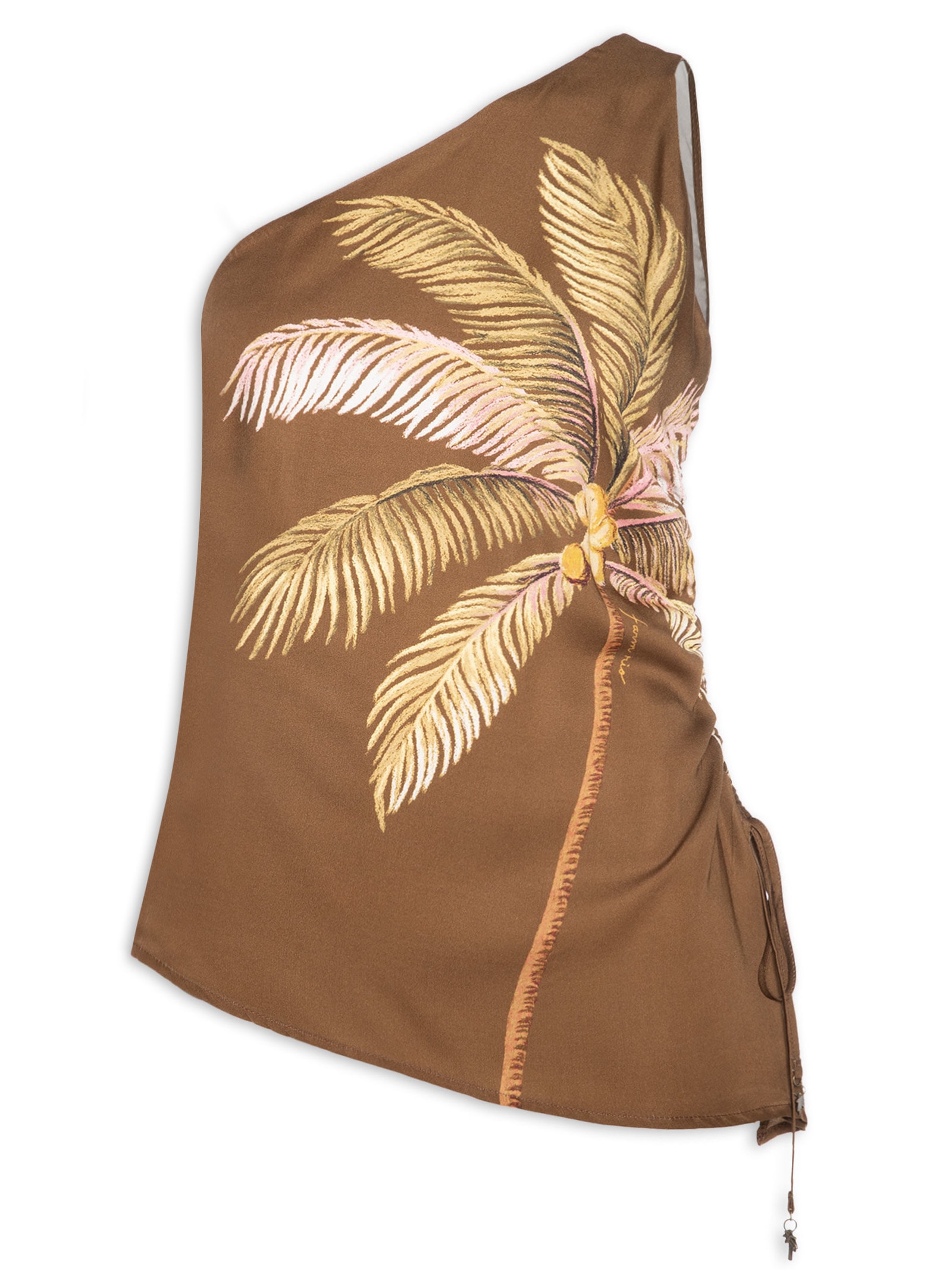 Blusa Feminina Ombro Só Sol De Coqueiro Marrom Farm