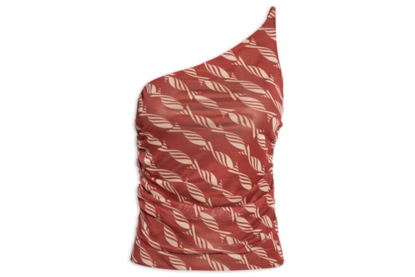 Blusa Feminina Ombro Só Tule Estampada – Vermelho