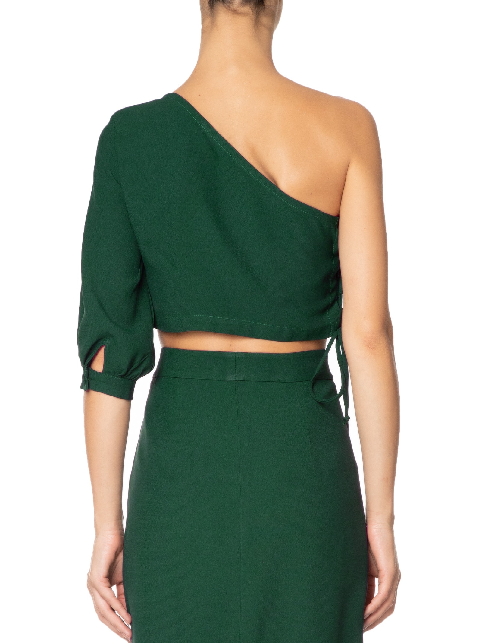 Blusa Feminina Ombro único Amarração Lateral Verde '2Essential