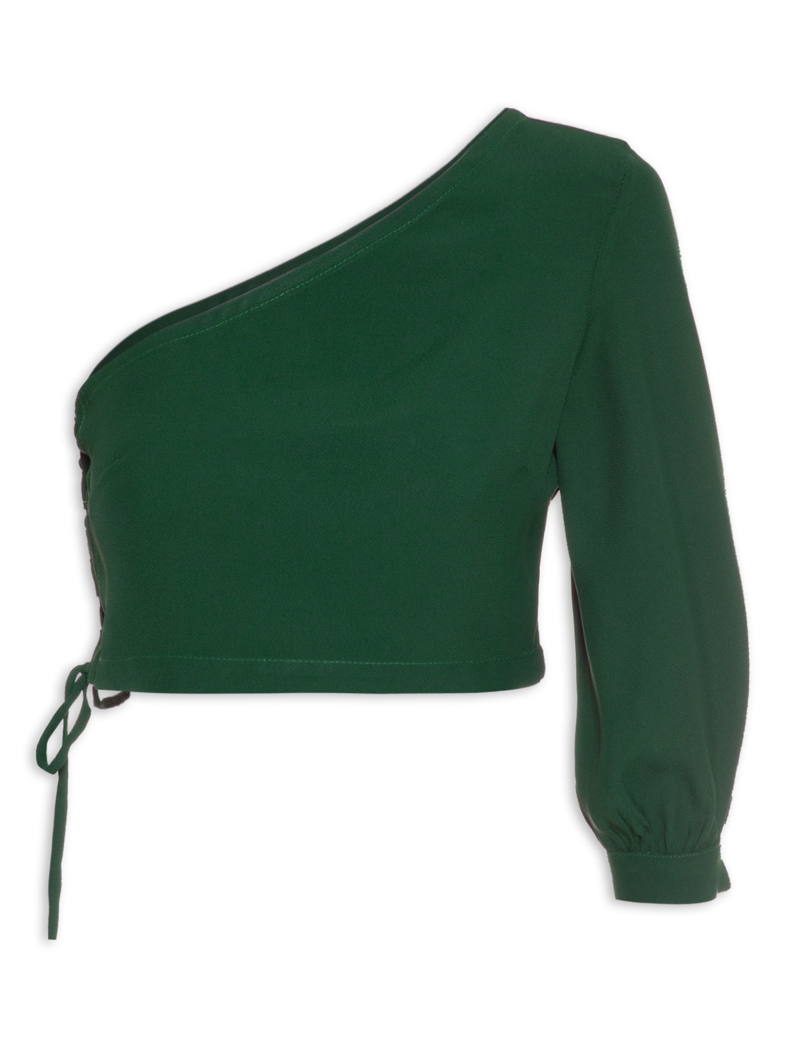 Blusa Feminina Ombro único Amarração Lateral Verde '2Essential