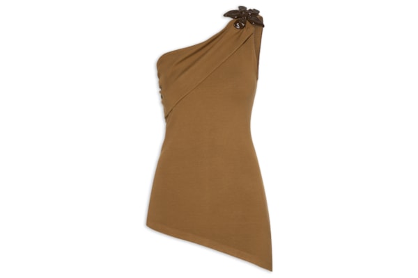 Blusa Feminina Ombro Único Ássimétrica - Marrom