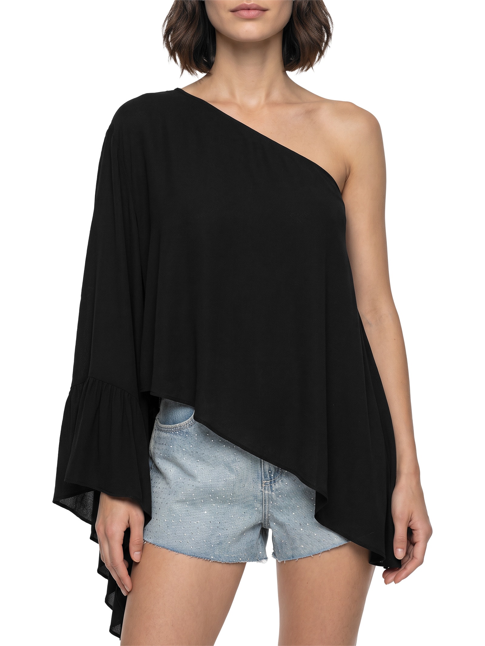 Blusa Feminina Ombro Único Assimétrica Preto My Favorite