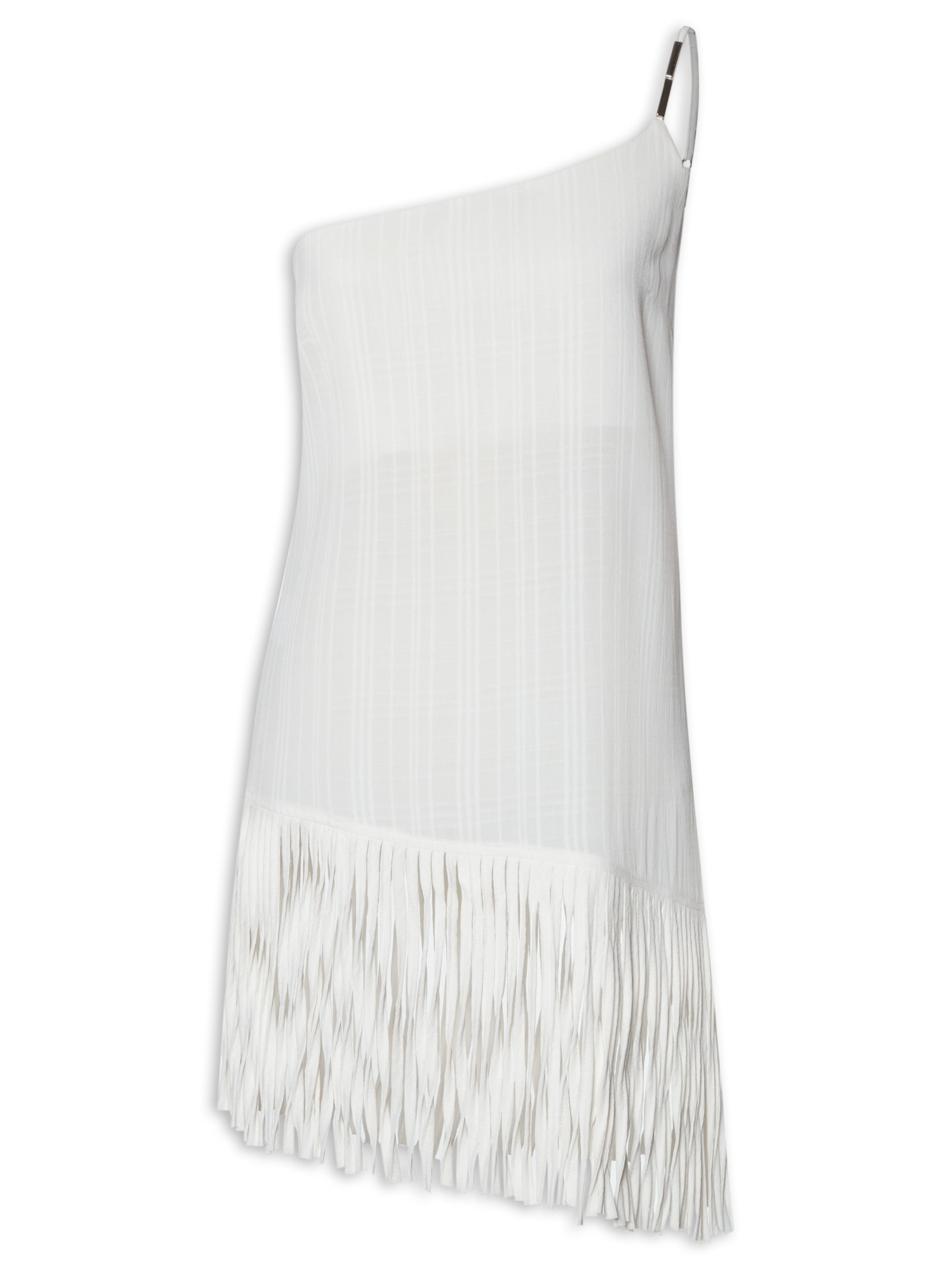 Blusa Feminina Ombro Único Com Franjas Off White '2Essential