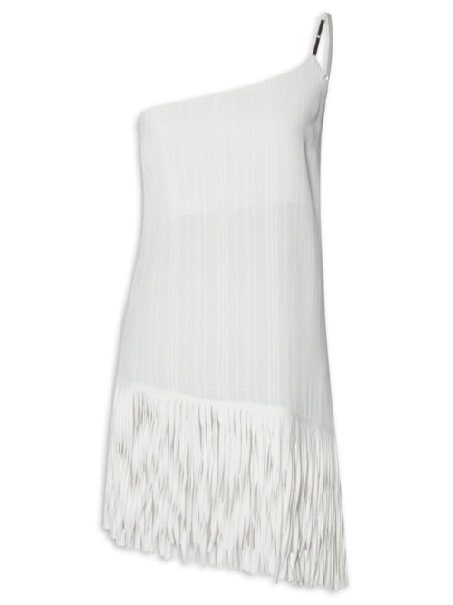 Blusa Feminina Ombro Único Com Franjas - Off White