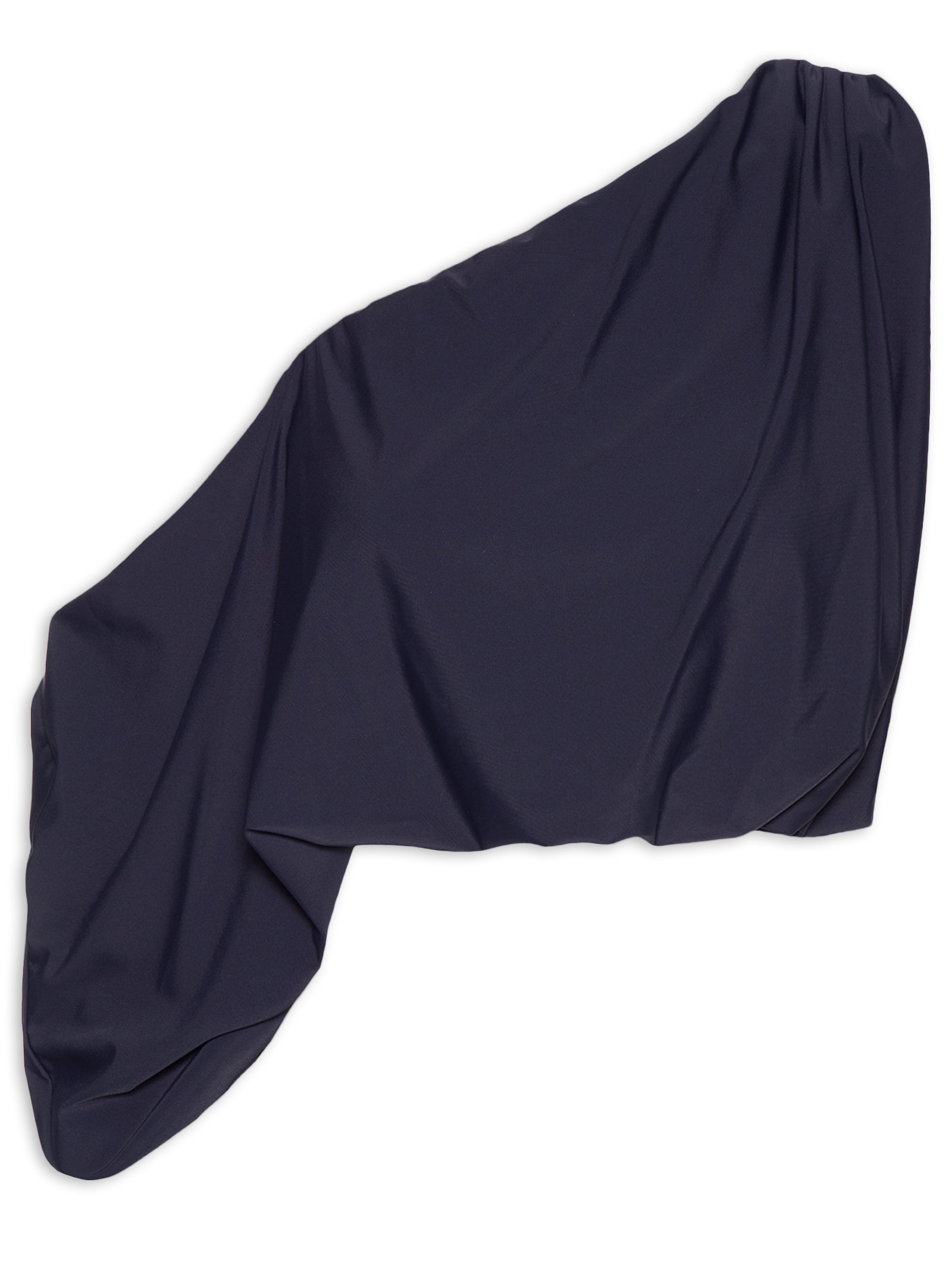 Blusa Feminina Ombro Único Cropped De Malha Azul Lança Perfume