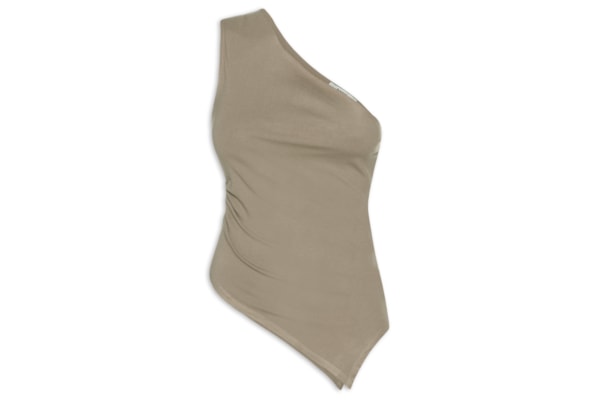 Blusa Feminina Ombro Único Drapeada - Marrom