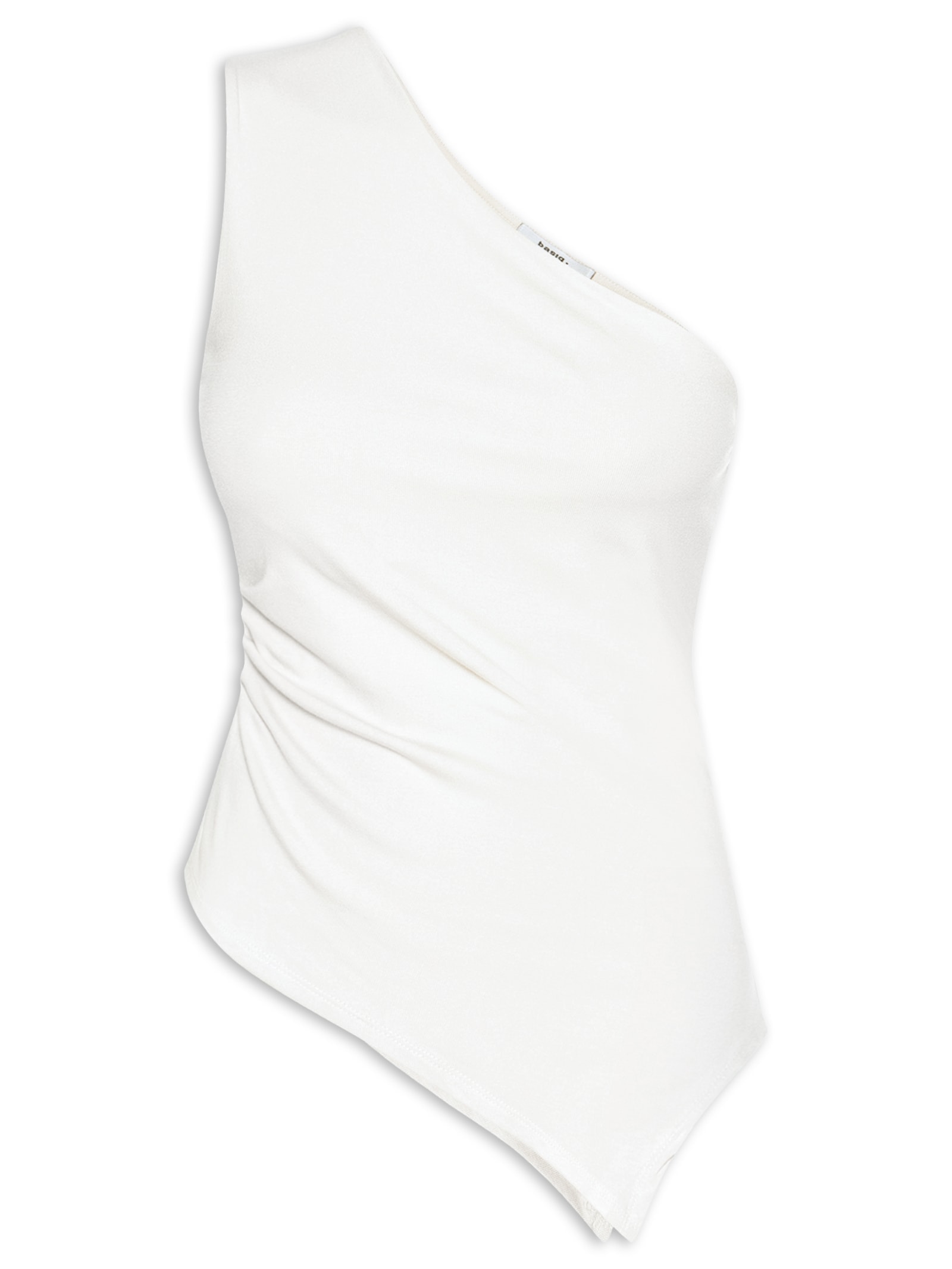 Blusa Feminina Ombro Único Drapeada Off White Basiq