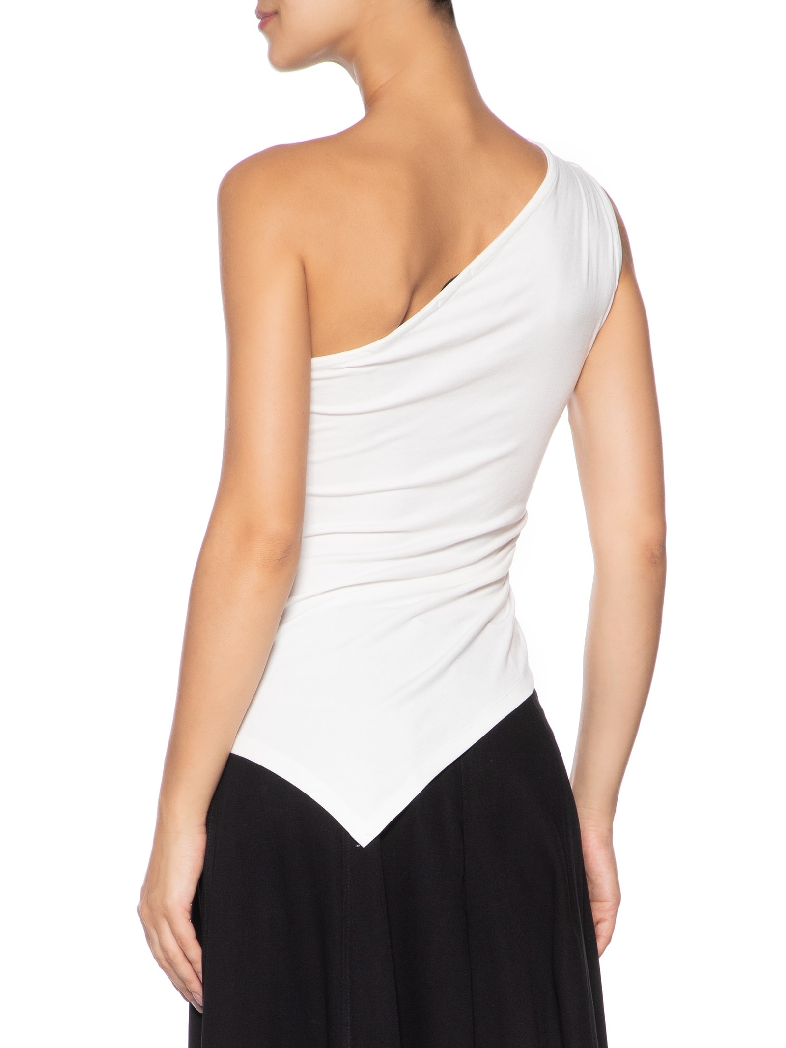 Blusa Feminina Ombro Único Drapeada Off White Basiq