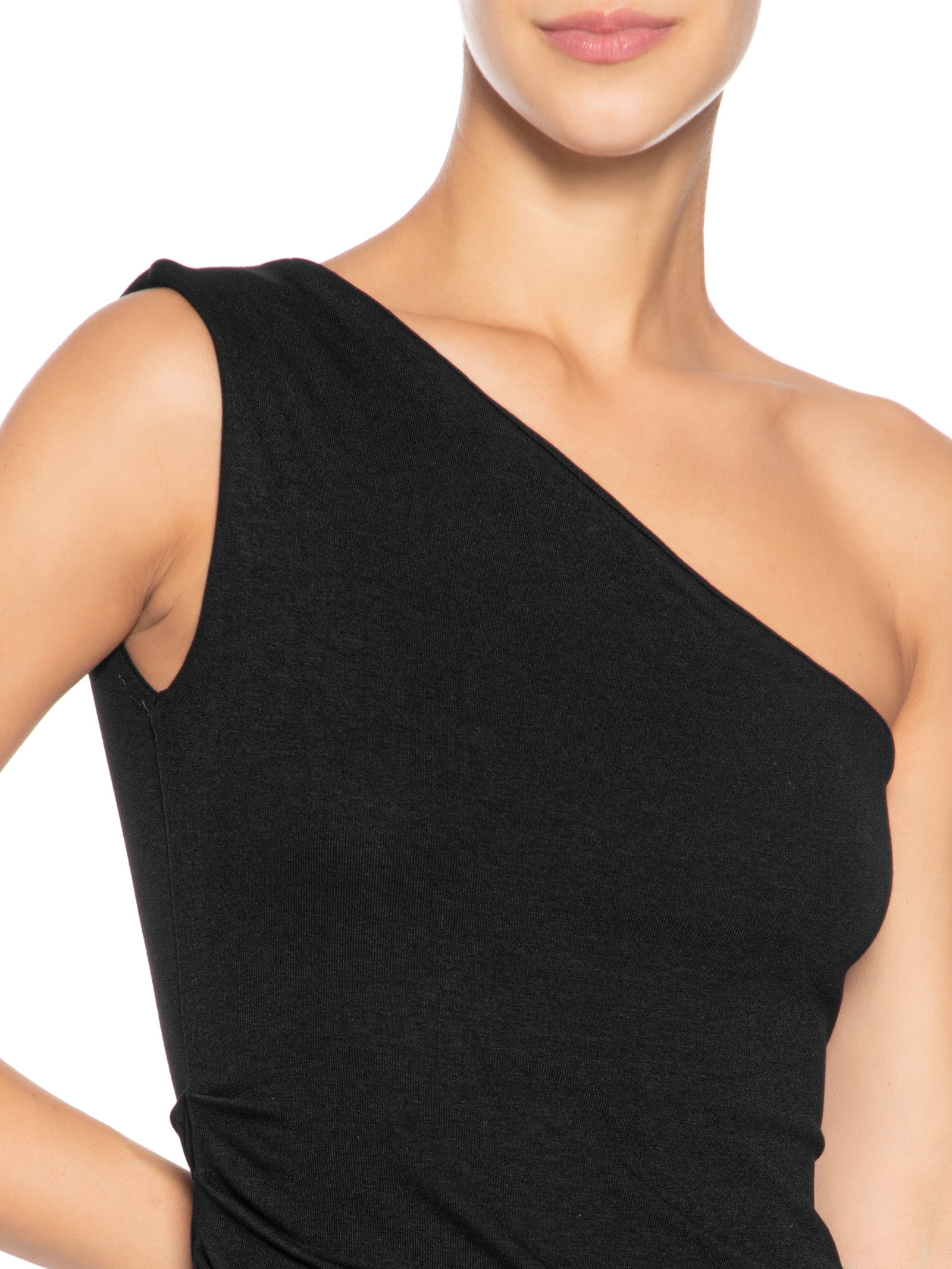 Blusa Feminina Ombro Único Drapeada Preto Basiq