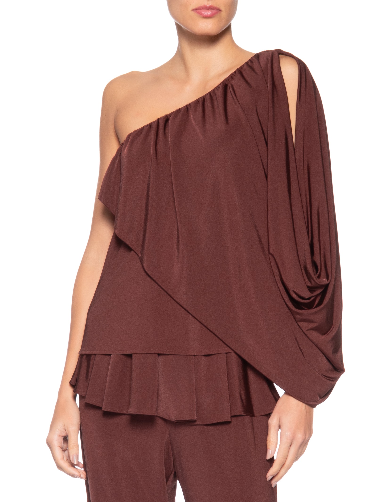 Blusa Feminina Ombro Único Marrom '2Essential