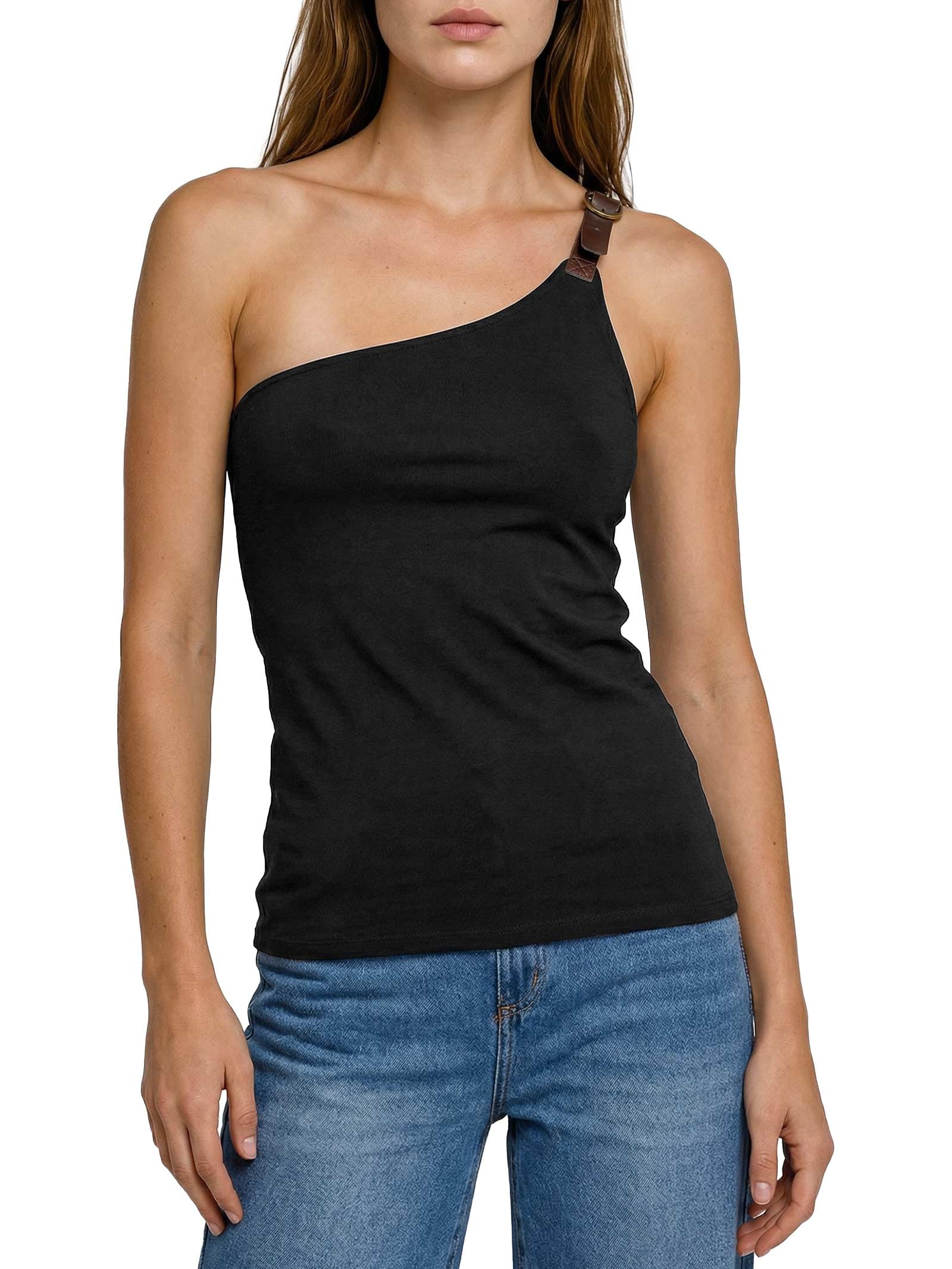 Blusa Feminina Ombro Único Preto My Favorite