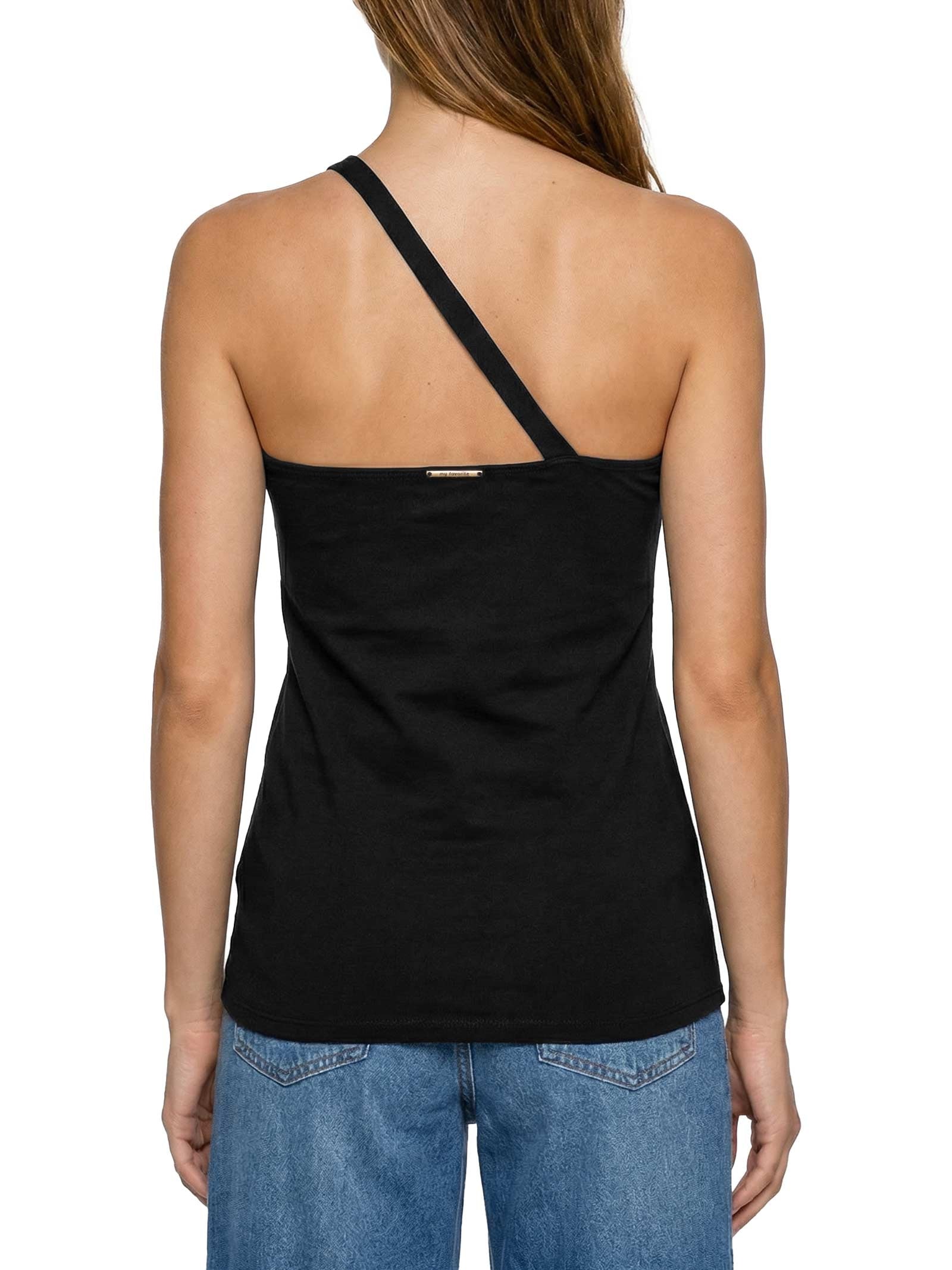 Blusa Feminina Ombro Único Preto My Favorite