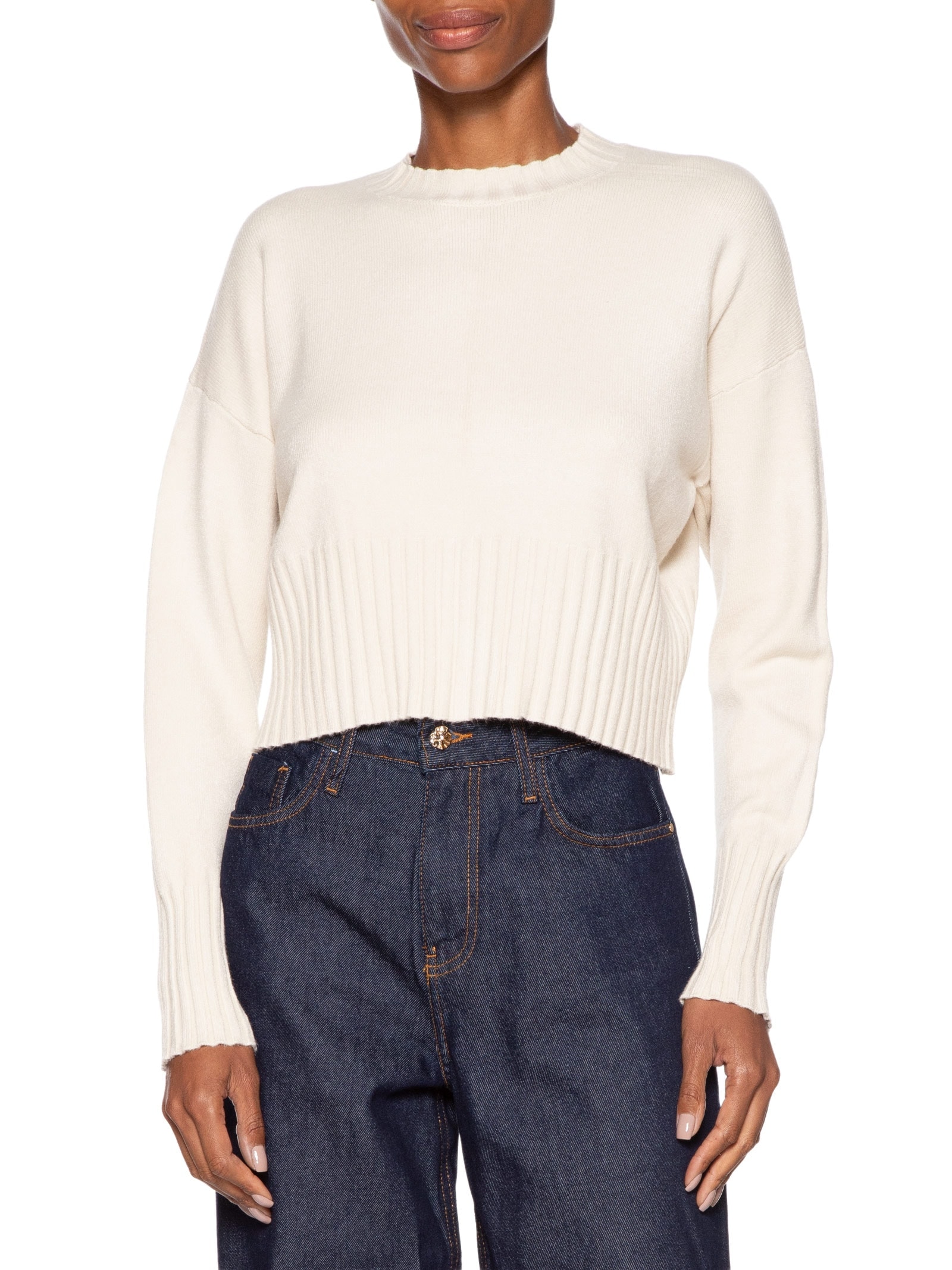 Blusa Feminina Ombros Deslocados Em Tricot Bege '2Essential