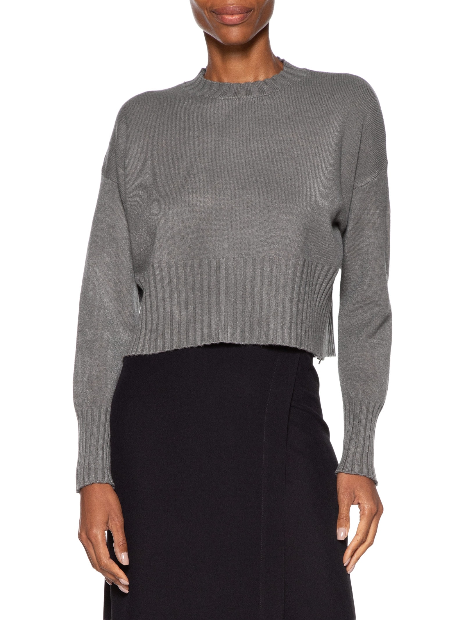 Blusa Feminina Ombros Deslocados Em Tricot Cinza '2Essential