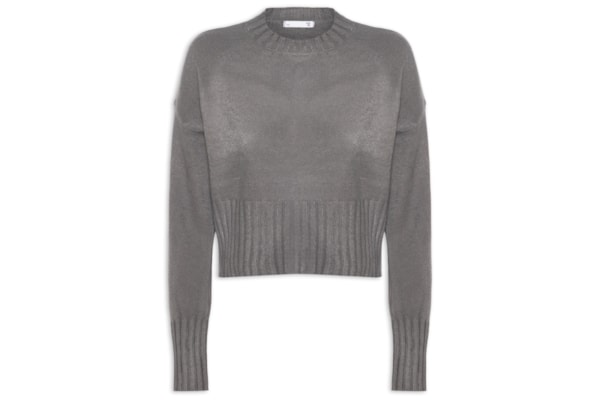Blusa Feminina Ombros Deslocados Em Tricot - Cinza