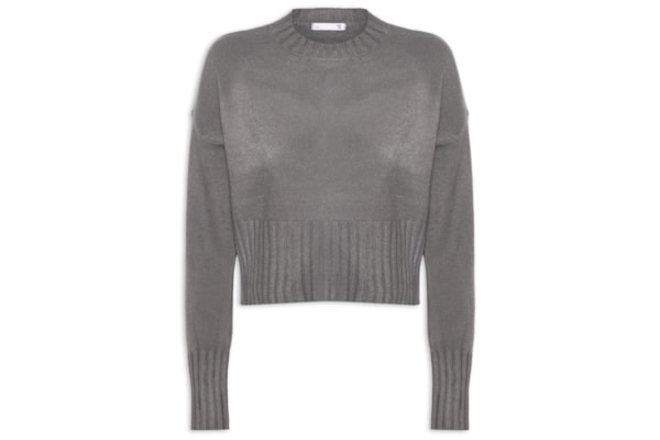 Blusa Feminina Ombros Deslocados Em Tricot - Cinza