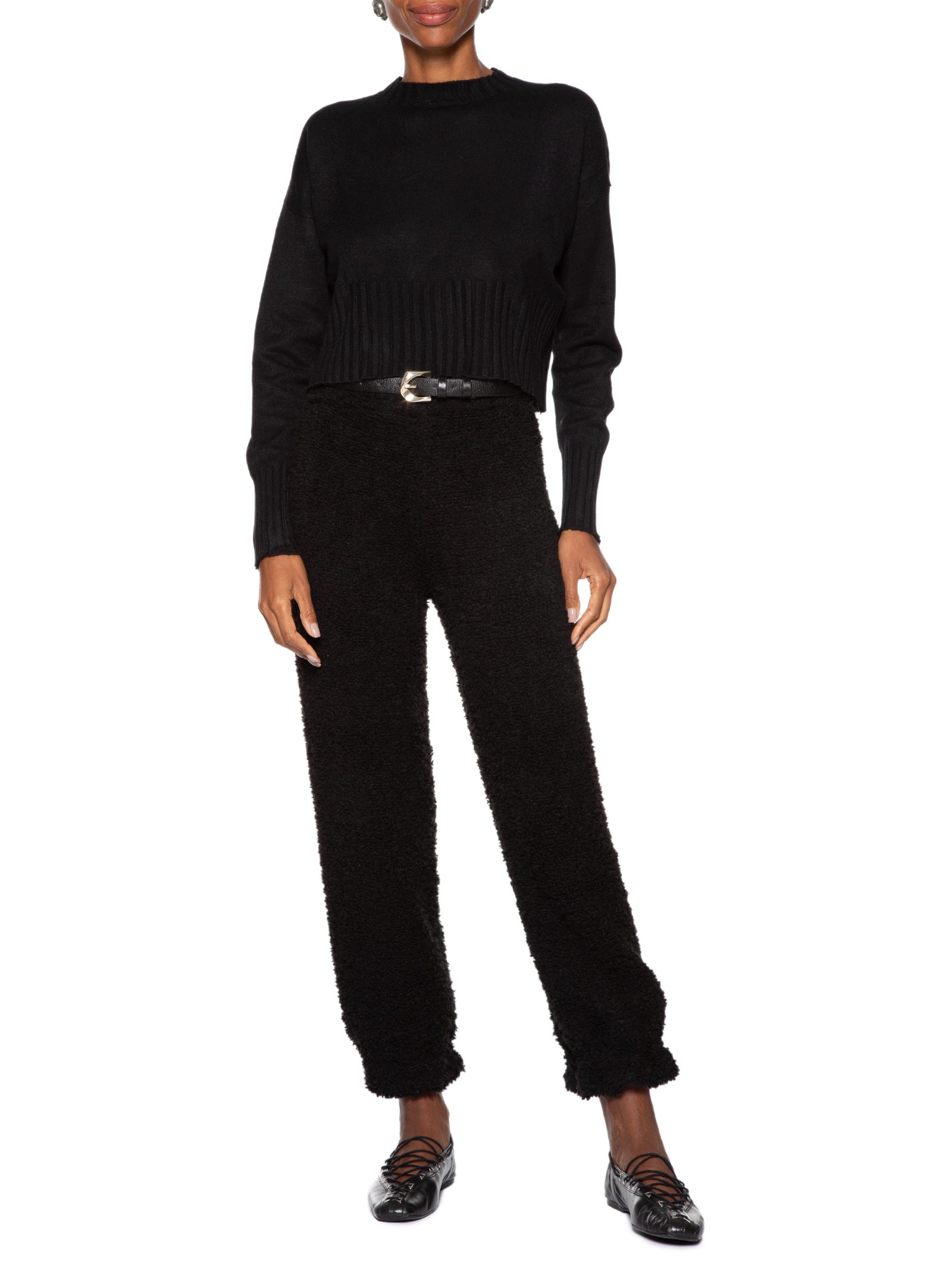 Blusa Feminina Ombros Deslocados Em Tricot Preto '2Essential