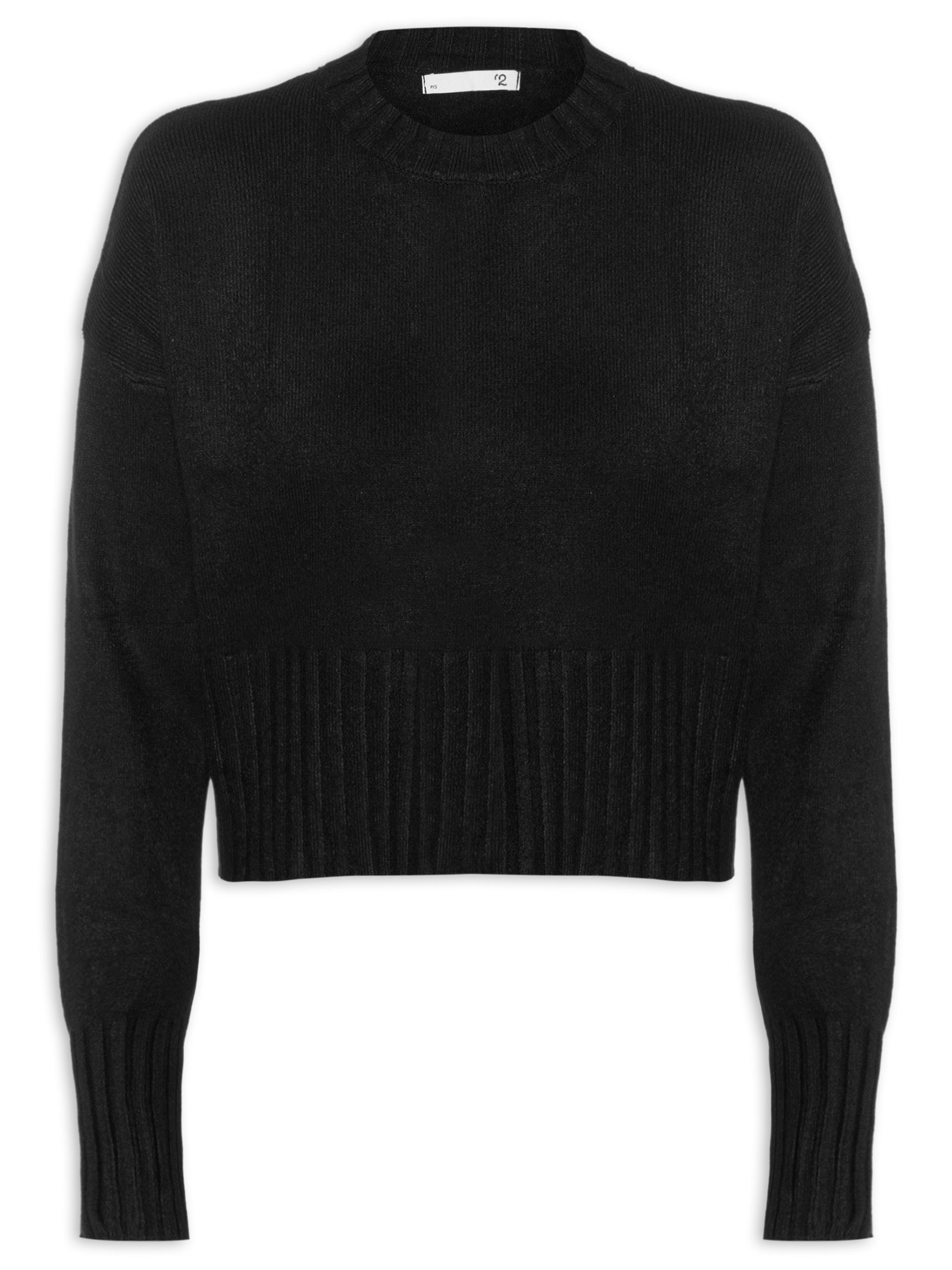 Blusa Feminina Ombros Deslocados Em Tricot Preto '2Essential