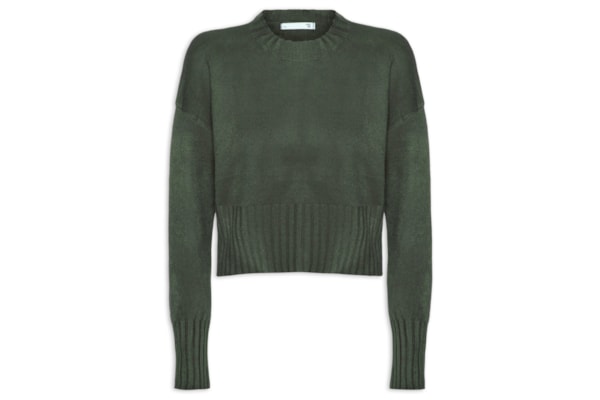 Blusa Feminina Ombros Deslocados Em Tricot - Verde