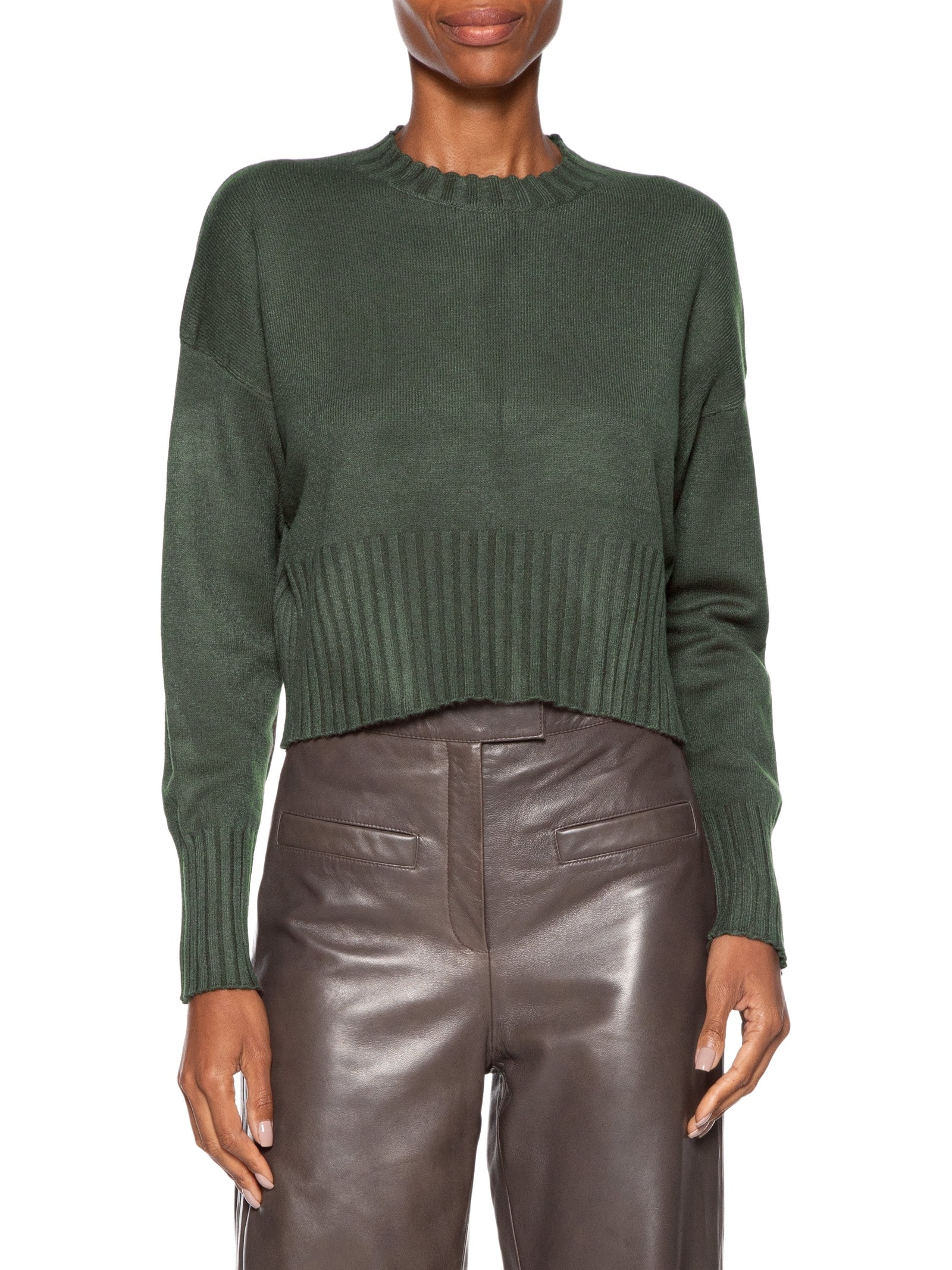 Blusa Feminina Ombros Deslocados Em Tricot Verde '2Essential