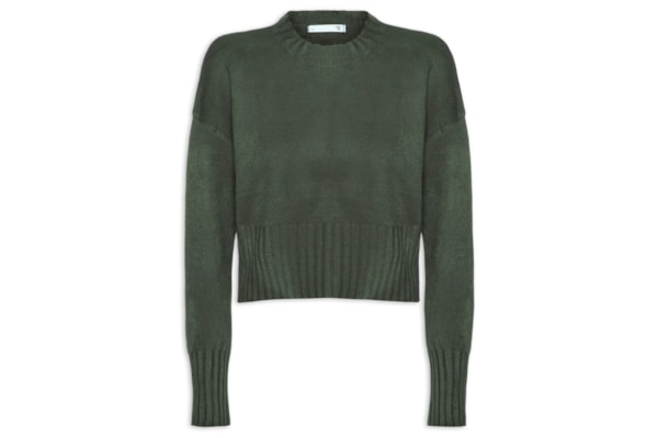 Blusa Feminina Ombros Deslocados Em Tricot - Verde