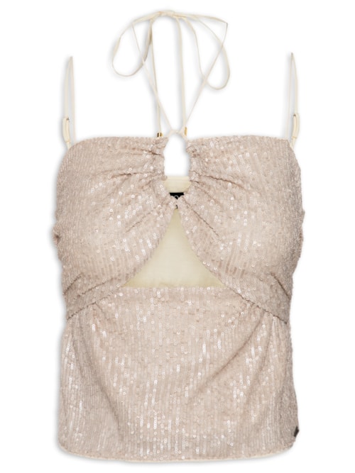Blusa Feminina Paetê - Bege